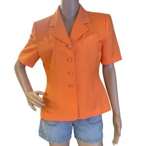 Preston & York Vintage 90's Tangerine Orange Short Sleeve Blazer Sz 8P